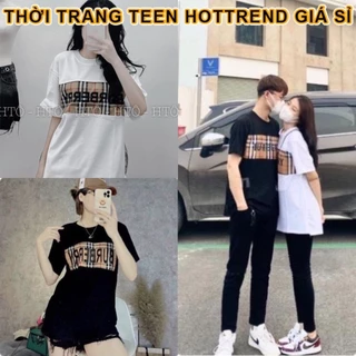 Áo phông phối kẻ ngực BBR in chữ - Áo thun tay lỡ nam nữ unisex chất cotton dày dặn form rộng basic hottrend cháy phố