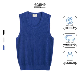 Áo Tanktop Nam Wool Cổ Tròn Sọc Gân Trơn Form Regular - Routine 10S23KNI006