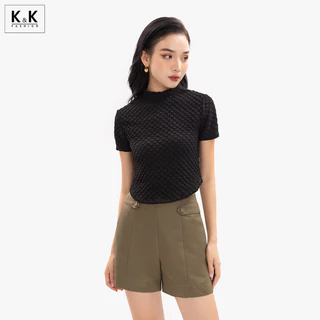 Quần short nâu phối nút K&K FASHION QCS05-10Chất liệu Appo kaki