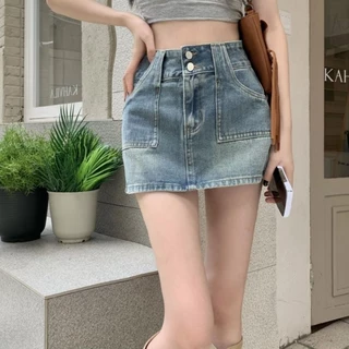 [ HOT ] Chấn váy denim Lưng Cao Dáng chữ A Thời Trang, chân váy jeans có lót quần siêu xinh siêu hack dáng N84