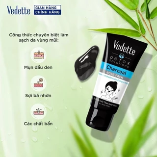 Gel lột mũi Vedette Than Hoạt Tính 50ml - Lột mụn đầu đen vùng mũi, Sợi bã nhờn & Các chất bẩn