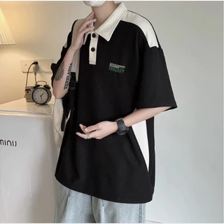 Áo Polo unisex phối logo SUUYY SUNLLNS trước ngực Áo cổ bẻ chất liệu cotton dệt tổ ong phong cách Hàn Quốc