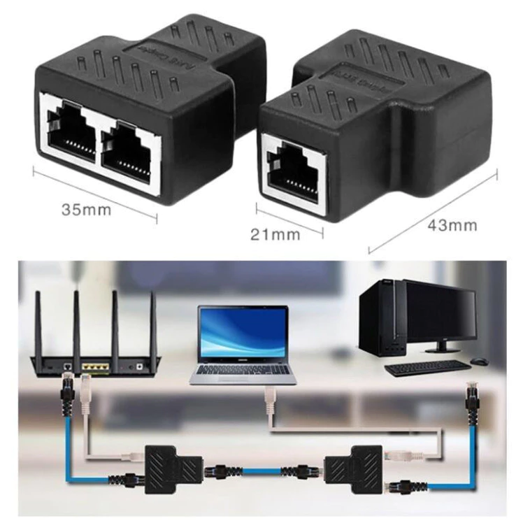 Đầu Nối Dây Mạng chia 1 ra 2 RJ45 loại tốt