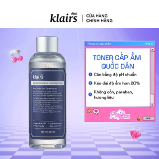 [Nhập COSDK3 giảm 20K đơn 199K] Nước hoa hồng Dear, Klairs Supple Preparation Unscented Toner 180ml | Min.Shop68