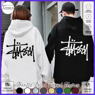 Áo Hoodie STUSSY CHỮ ĐEN TRẮNG Local Brand nỉ bông cực dày form rộng Unisex giữ ấm chống nắng (HD7030L - Full Box) (Than