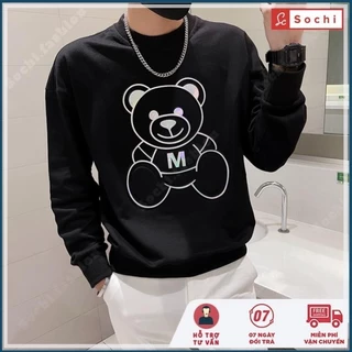 Áo thu đông nam tay dài, áo sweater nam dài tay chất nỉ mềm mịn in Gấu M mã SW80.8