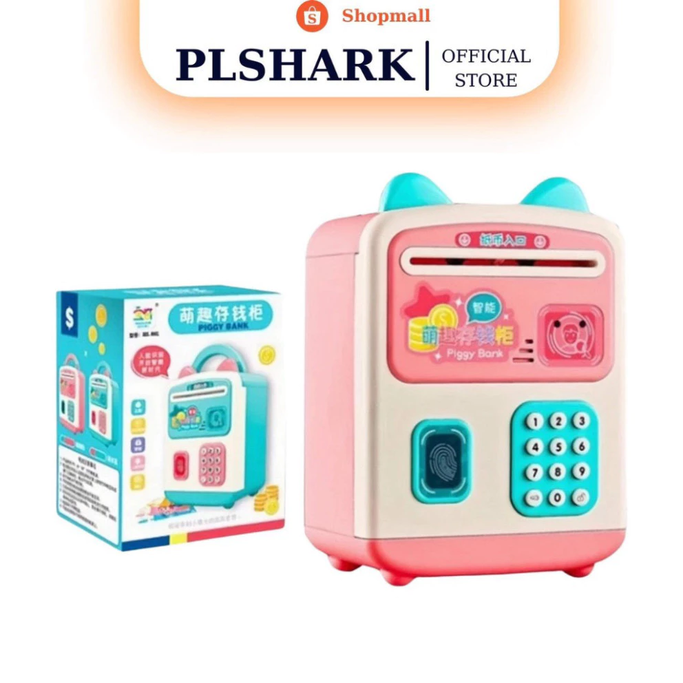 Ống tiết kiệm mini cho bé - Két sắt mini cho bé PLSHARK sử dụng vân tay thông minh bé dễ dàng sử dụng PLSHARK