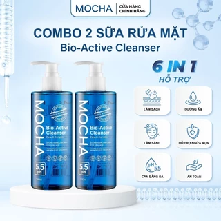 Combo 2 Sữa Rửa Mặt Mocha Bio Active Cleanser 300ml Dịu Nhẹ Lành Tính, Cho Da Dầu Mụn Nhạy Cảm