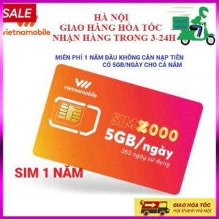 Sim vietnamobile data 4g vào mạng 1 năm miễn phí 12 tháng không cần nạp tiền 5GB/Ngày 150 GB/tháng giá rẻ - giảm giá sốc