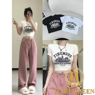 Áo croptop body ngắn tay FINE MOUS tôn dáng cá tính HARIQUEEN