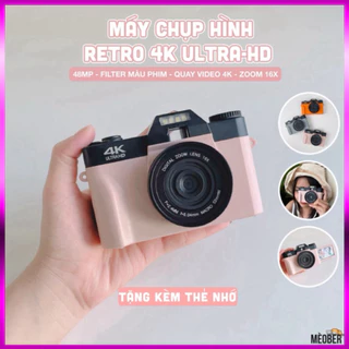 [Tặng thẻ nhớ] Máy Chụp Hình Retro 48MP Quay phim 4K UltraHD  - giả lập màu phim, quay video slow-mo, tích hợp wifi - gi