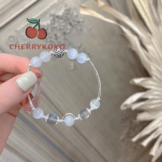 🍒🍒CHERRYKOKO Vòng Tay Mạ Bạc Đính Đá Mặt Trăng Thời Trang Cho Cặp Đôi