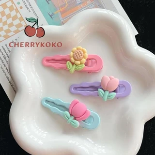 🍒🍒CHERRYKOKO Kẹp Tóc Màu Kẹo Hình Hoa Dễ Thương Thời Trang