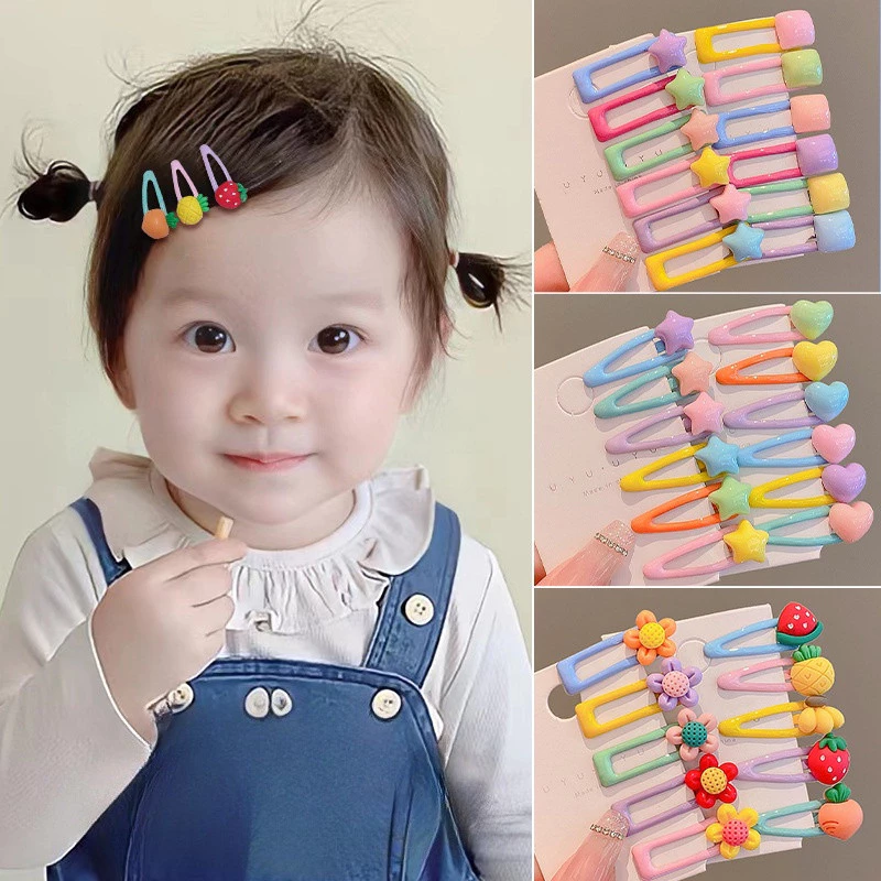 🍒🍒CHERRYKOKO Set 5 Kẹp Tóc Màu Sắc Kẹo Ngọt Xinh Xắn Cho Bé Gái