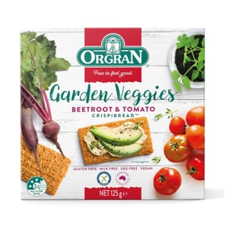Cracker Củ Dền & Cà Chua, Garden Veggies, Beetroot & Tomato Crispibread, 4.4 oz (125g) - ORGRAN