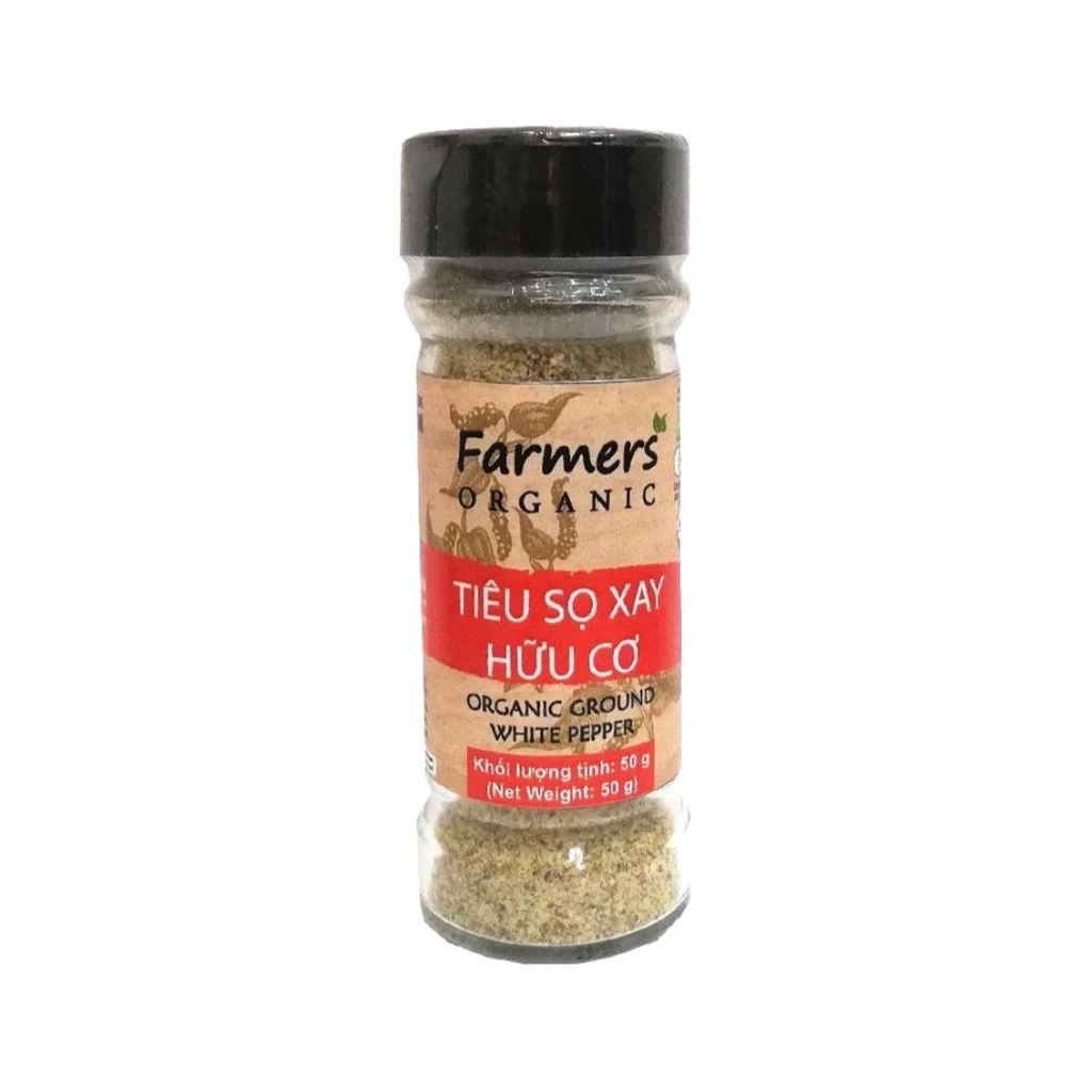 (Set 2 Hũ) Tiêu Sọ Xay Hữu Cơ, Organic Ground White Pepper (50g) - FARMERS ORGANIC