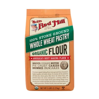Bột Mì Nguyên Cám Hữu Cơ, 100% Stone Ground Whole Wheat Pastry, Organic Flour, 5 lbs (2.27kg) - BOB'S RED MILL