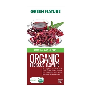 Trà Hoa Bụp Giấm Hữu Cơ, Organic Hibiscus Flowers (100g) - GREEN NATURE