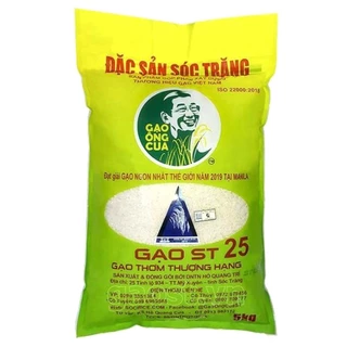 Gạo ST25 Cao Cấp Sóc Trăng Chính Hiệu Ông Cua, ST25 Premium Rice (5kg) - GAO ONG CUA