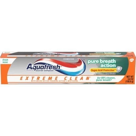 Kem Đánh Răng Sạch Bóng Thơm Mát, Fluoride Toothpaste, Extreme Clean, Pure Breath Action, 5.6 oz (158.8g) - AQUAFRESH