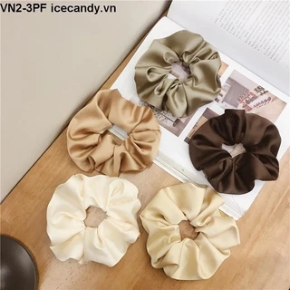 【ICE】Cột tóc vải scrunchies buộc tóc vải trơn bóng loại đẹp