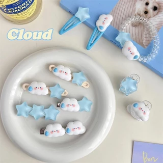 🥟ice🥟1 Kẹp Tóc Hình Đám Mây / Ngôi Sao / Trái Tim Mềm Mại Dễ Thương Cho Bé Gái