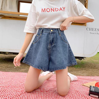 Quần shorts nữ Vietshop9x cạp cao ống xòe, quần shorts jeans kiểu dáng dễ thương C31