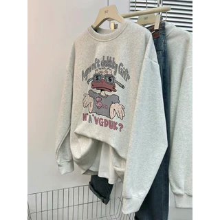 Áo sweater xám tiêu nữ local brand SALMO áo thu đông cổ tròn form rộng 100% cotton A1107