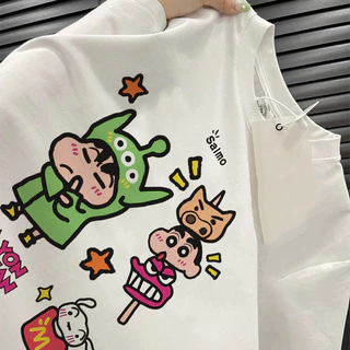 SALMO áo thun mùa hè nữ trắng local brand cartoon cổ tròn bigsize áo phông unisex 100%Cotton Y0377