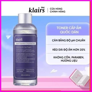 Nước Hoa Hồng Không Mùi Dành Cho Da Nhạy Cảm Klairs Supple Preparation Unscented Toner 180ml Sản Phẩm Chính Hãng../