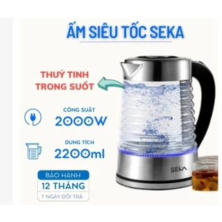 Ấm Siêu tốc Thuỷ Tinh Seka SK2829T Dung Tích 2.2Lít Công Suất 2000W Có Đèn LED Bảo Hành 12 Tháng