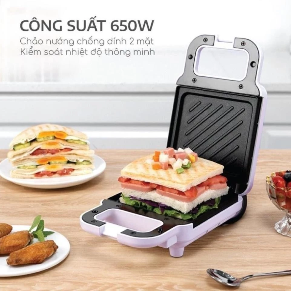 Máy Nướng Bánh Mì Sandwich SEKA SK560 Công Suất 650W Máy Kẹp Nướng Bánh Mì Chín Nhanh Đều, Chống BH chính Hãng Dính