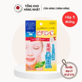 Mặt Nạ Dưỡng Trắng Da Tinh Chất Vitamin C Clear Turn Kosé Nhật Bản (Hộp 5 Miếng)