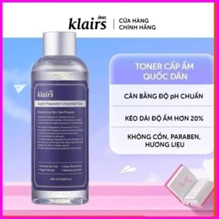 Nước Hoa Hồng Không Mùi Dành Cho Da Nhạy Cảm Klairs Supple Preparation Unscented Toner 180ml Sản Phẩm Chính Hãng../ .