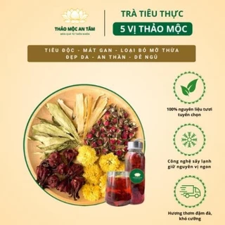 Trà Tiêu Thực 5 Vị Thảo Mộc (Hộp 10/20/30 Gói) Đẹp Da, Đẹp Dáng, Thanh Lọc, Mát Gan