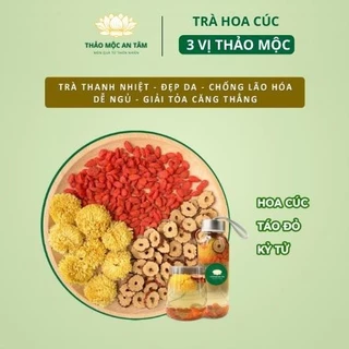 TặngTrà Hoa Cúc 3 Vị Thảo Mộc (Hoa Cúc - Táo Đỏ - Kỷ Tử) Thanh Nhiệt, Đẹp Da, Chống Lão Hóa, Dễ Ngủ, Giải Tỏa Căng Thẳng