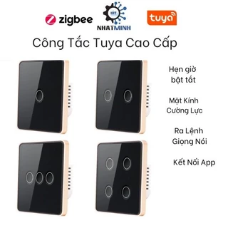 Công Tắc Thông Minh Zigbee Tuya SmartLife Viền Kim Loại Nút Bấm Lõm Hình Vuông Hàng Cao Cấp