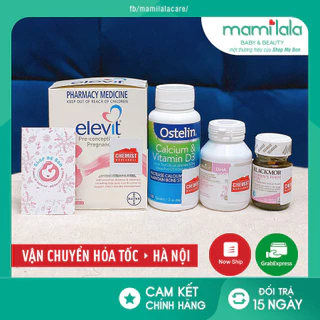 [Tem Chip Chemist] COMBO BẦU ÚC - ELEVIT bầu, CANXI bầu Ostelin, DHA bầu Bioisland, SẮT bầu Blackmores