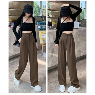 Quần Ống Rông Ống Suông Nữ Cạp Cao To Bản Culottes Phong Cách Hàn Quốc - TOTOSA_TT12B