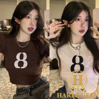 Áo croptop Số 8 nứt ngắn tay HARIQUEEN