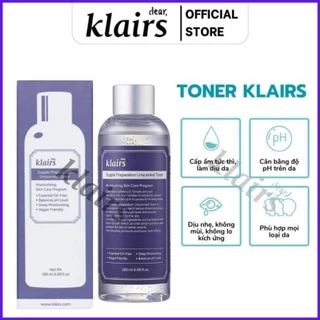 Toner dưỡng ẩm Klairs 180ml không mùi, dưỡng ẩm tức thì – Nước hoa hồng [Cam Kết Chính Hãng 100%]  .