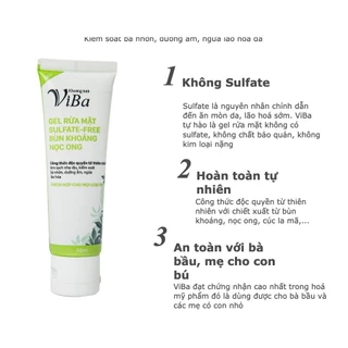 Sữa rửa mặt VIBA dạng gel Sunfate-Free lành tính chiết suất bùn khoáng nọc ong 30ml/100ml