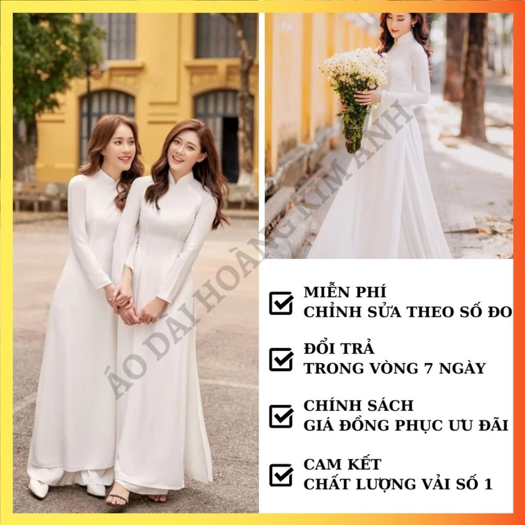 ÁO DÀI TRẮNG 4 TÀ TRƠN TRUYỀN THỐNG LỤA CHIFFON MAY SẴN - ÁO DÀI TRẮNG HỌC SINH 4 TÀ áo dài trơn phi bóng,