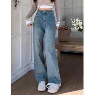 Quần Bò Nữ Ống Rộng, Quần Jeans Nữ Ống Rộng Phong Cách Basic  Chất Mềm Mịn  DC23