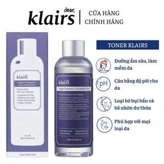 Toner Klairs 180ML - Nước hoa hồng Deal không mùi dưỡng ẩm và làm mềm da chính hãng