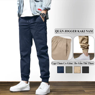 Quần Jogger Kaki Nam Vicenzo Cạp Chun Bo Gấu Vải Kaki Mềm Sau Giặt. Quần Kaki Jogger Nam Bo Chun Dáng Thể Thao