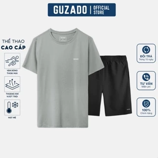 Bộ quần áo thể thao nam cổ tròn Guzado Chất Coolmax thể thao vận động thoải mái BTS02