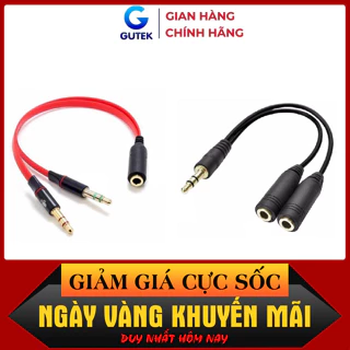 [siêu khuyến mãi]  Dây chuyển đổi tai nghe 3.5mm sang 2 cổng 3.5mm cho âm thanh audio và mic Gutek J01  [mới 100%]