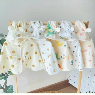 Áo choàng nắng vải xô Muslin cho bé có kính chống giọt bắn, cho bé dưới 15kg