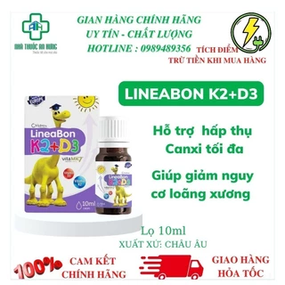 LINEABON VITAMIN K2+D3 Bổ Sung D3+K2 Giúp Hấp Thu Canxi Cho Xương Răng Chắc Khỏe,Phát Triển Chiều Cao-Lọ 10ml - HN